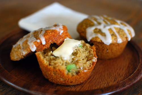 Lemon Glazed Blueberry Avocado Muffins